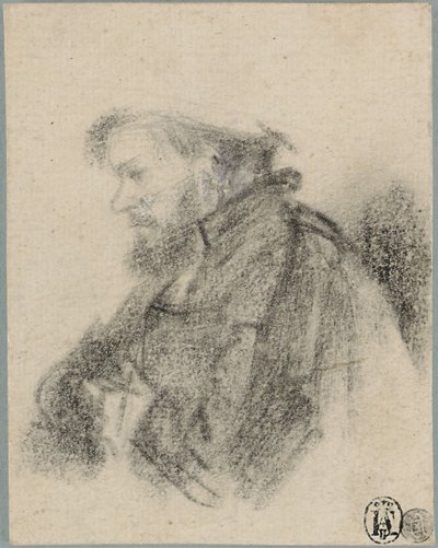Bearded man, half length, in profile to the left by Rembrandt van Rijn