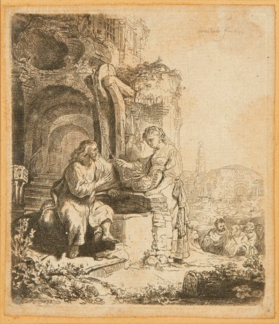 Christ and the Woman of Samaria, Among Ruins by Rembrandt Harmensz. van Rijn