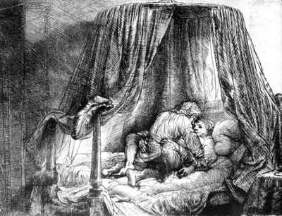 Couple Making Love in Bed, Engraving by Rembrandt van Rijn by Rembrandt Harmensz. van Rijn