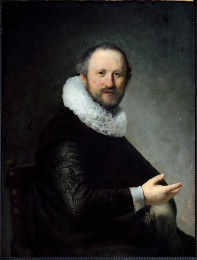 Dutch Bourgeois Holding His Gloves, Wearing a Ruff by Rembrandt van Rijn