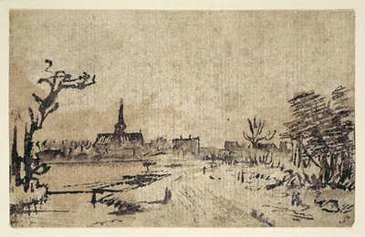 Landscape with Water, the Village of Amstelveen in the Background, c.1654-55 by Rembrandt Harmensz. van Rijn