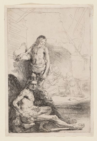 Male Nude Seated and Standing, c.1646 by Rembrandt Harmensz. van Rijn