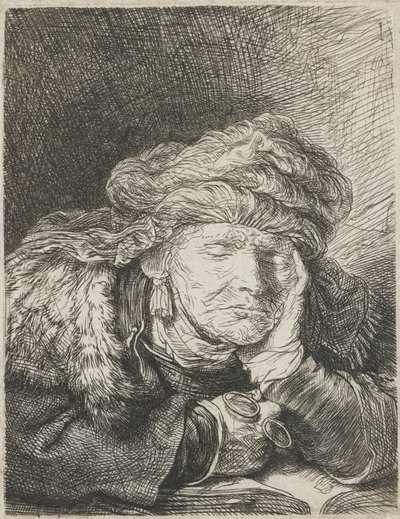 Old woman sleeping by Rembrandt van Rijn
