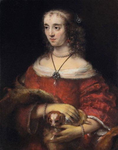 Portrait of a Lady with a Lap Dog by Rembrandt Harmensz. van Rijn
