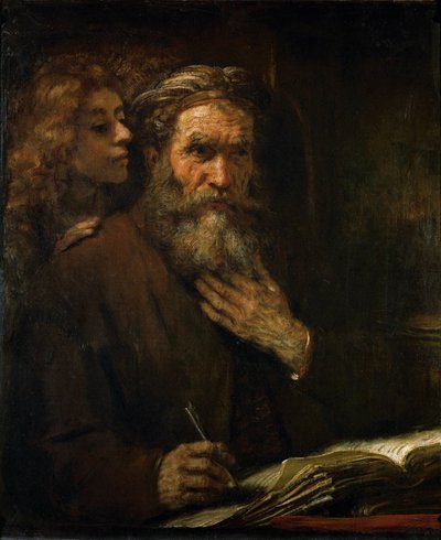 Saint Matthew Inspired by an Angel by Rembrandt Harmensz. van Rijn