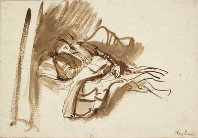 Saskia Asleep in Bed by Rembrandt Harmensz van Rijn