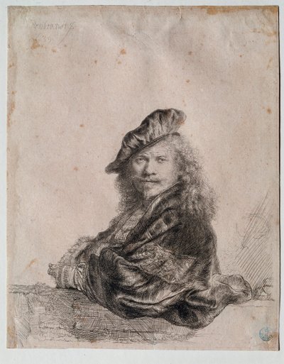 Self-Portrait. Painting by Rembrandt Harmenszoon van Rijn (1639) Gabinetto Disegni e Stampe, Uffizi, Florence by Rembrandt van Rijn