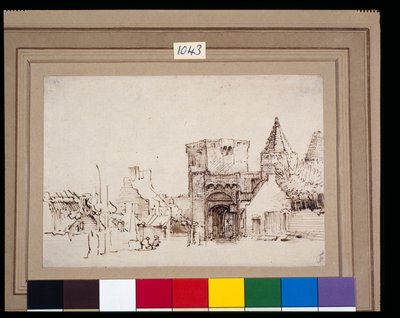 The Rijnpoort at Rhenen in Gelderland by Rembrandt Harmensz. van Rijn
