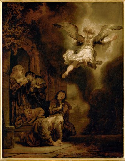 The Archangel Raphael Leaves the Family of Tobit by Rembrandt Harmensz. van Rijn