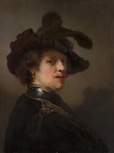 Tronie of a Man with a Feathered Beret by Rembrandt van Rijn