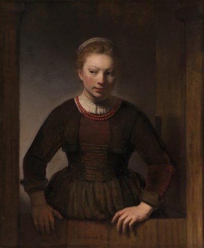 Young Woman at an Open Half-Door by Rembrandt Harmensz van Rijn