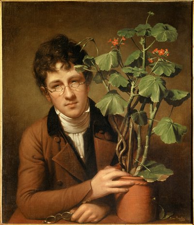 Portrait of the painter Rubens Peale (1784-1864) with a geranium by Rembrandt Peale