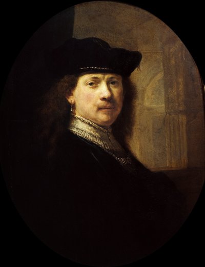 Self Portrait with an Architectural Background by Rembrandt van Rhijn,