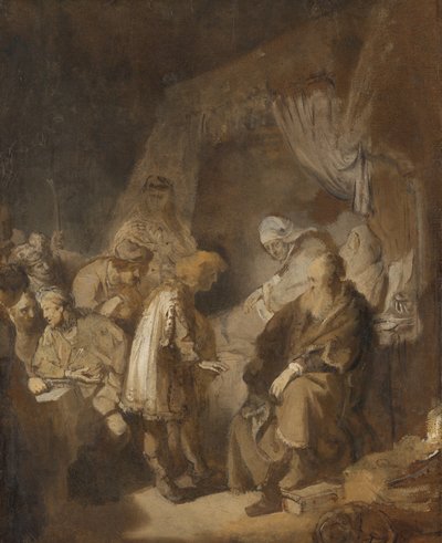 Joseph Telling His Dreams by Rembrandt van Rijn (signed by artist)