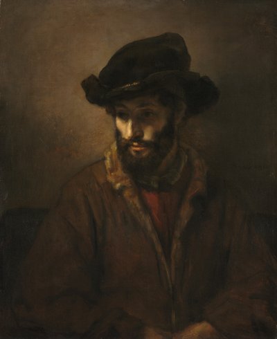 A Bearded Man Wearing a Hat by Rembrandt van Rijn
