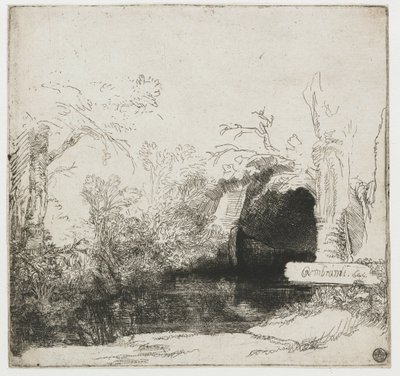 A Brook with a Grotto and a Boat (