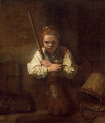 A Girl with a Broom, 1651 by Rembrandt van Rijn
