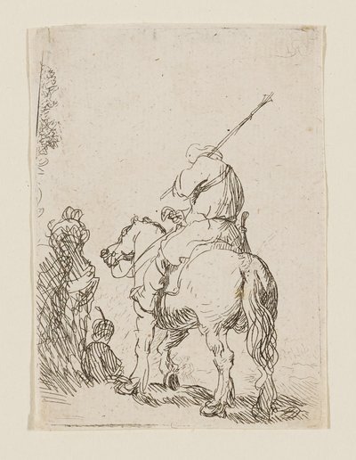 A Turbaned Soldier on Horseback by Rembrandt van Rijn