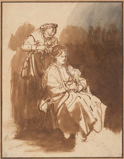 A Young Woman Having Her Hair Braided by Rembrandt van Rijn