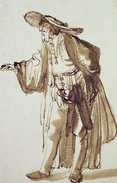 Actor with a Broad-rimmed Hat by Rembrandt van Rijn
