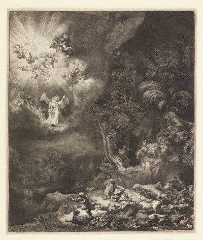 Annunciation to the Shepherds by Rembrandt van Rijn