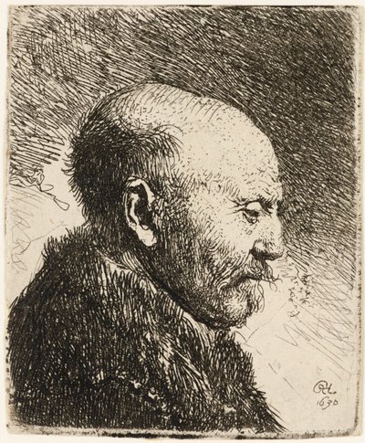 Bald Headed Man in Profile Right: Rembrandt