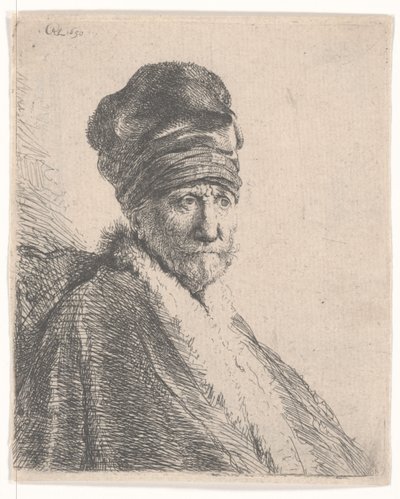 Bearded Man in a Furred Oriental Cap and Robe, Wearing a High Cap, 1630 by Rembrandt van Rijn