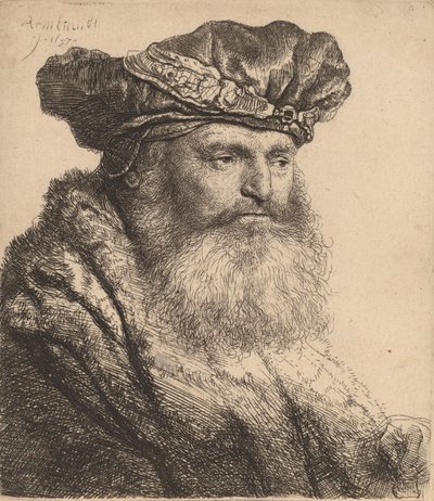 Bearded Man in a Velvet Cap with a Jewel Clasp, 1637 by Rembrandt van Rijn