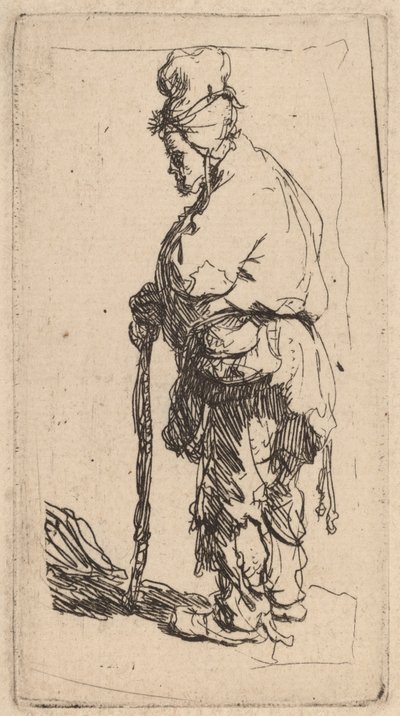 Beggar Leaning on a Stick, Facing Left by Rembrandt van Rijn