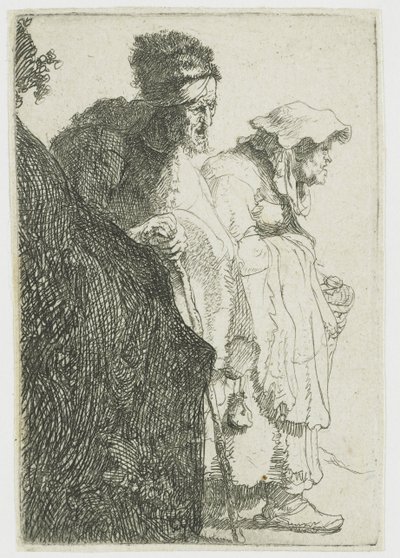 Beggar Man and Woman behind a Bank by Rembrandt van Rijn