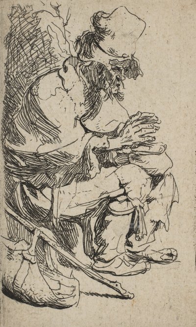 Beggar Seated Warming His Hands at a Chafing Dish by Rembrandt van Rijn