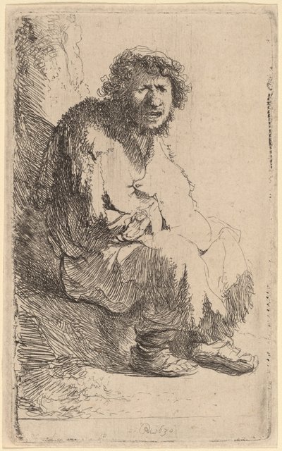 Beggar Seated on a Bank by Rembrandt van Rijn