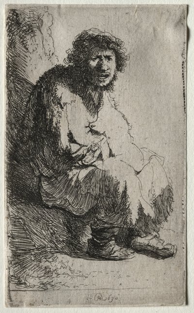 Beggar Seated on a Bank by Rembrandt van Rijn