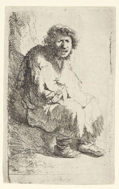 Beggar Seated on a Bank by Rembrandt van Rijn