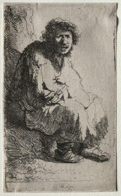 Beggar Seated on a Bank by Rembrandt van Rijn