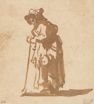 Beggar Woman Leaning on a Stick by Rembrandt van Rijn