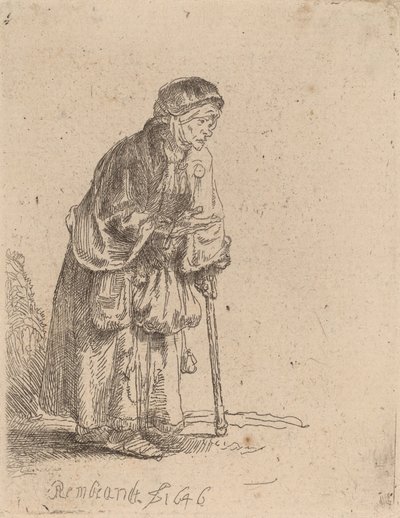Beggar Woman Leaning on a Stick by Rembrandt van Rijn