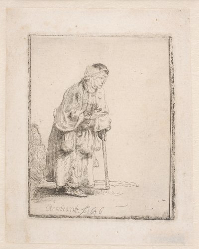 Beggar Woman Leaning on a Stick by Rembrandt van Rijn