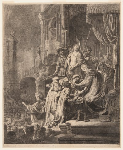 Christ Before Pilate: The Large Plate by Rembrandt van Rijn