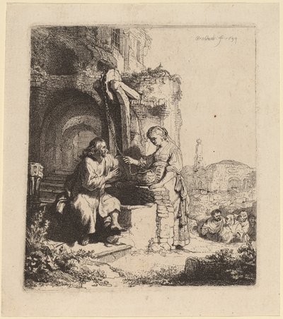 Christ and the Woman of Samaria Among Ruins by Rembrandt van Rijn