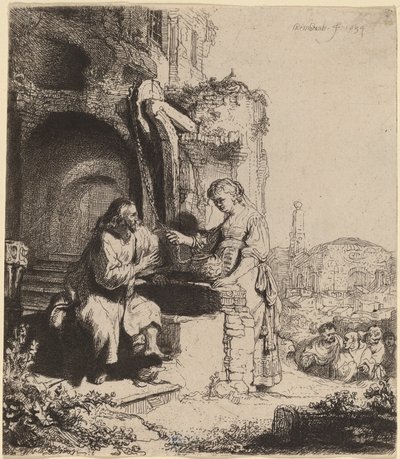 Christ and the Woman of Samaria Among Ruins by Rembrandt van Rijn