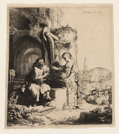 Christ and the Woman of Samaria Among Ruins by Rembrandt van Rijn