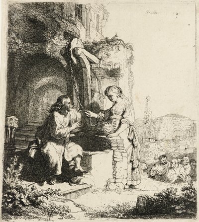 Christ and the Woman of Samaria among Ruins [John 4:5-20], 1634 by Rembrandt van Rijn