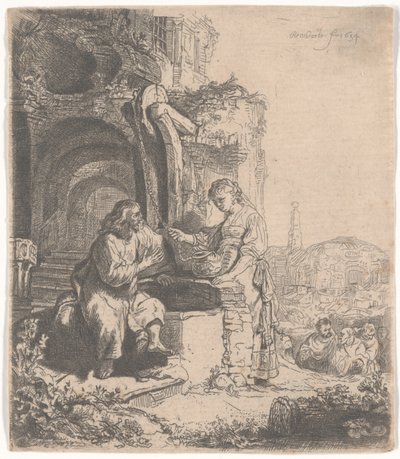 Christ and the woman of Samaria among ruins, 1634 by Rembrandt van Rijn