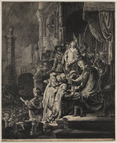 Christ Before Pilate: Large Plate by Rembrandt van Rijn