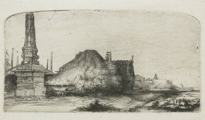 Cottage and Boundary Post on the Spaarndammerdijk by Rembrandt van Rijn
