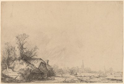 Cottage beside a Canal by Rembrandt van Rijn