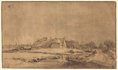 Cottages and Barn beside a Road by Rembrandt van Rijn