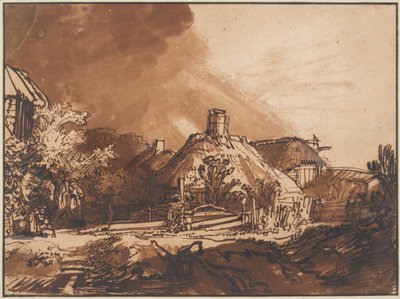 Cottages under a Stormy Sky, c. 1640 by Rembrandt van Rijn