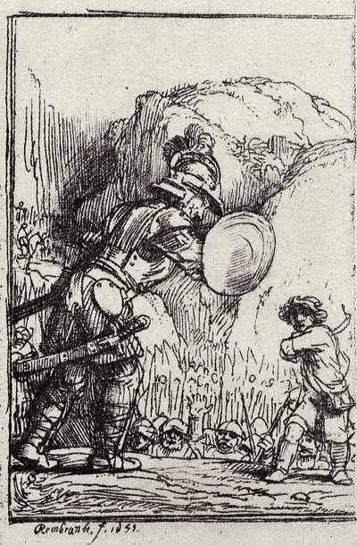 David and Goliath (Illustration for Piedra Gloriosa by Menasseh ben Israel) by Rembrandt van Rijn